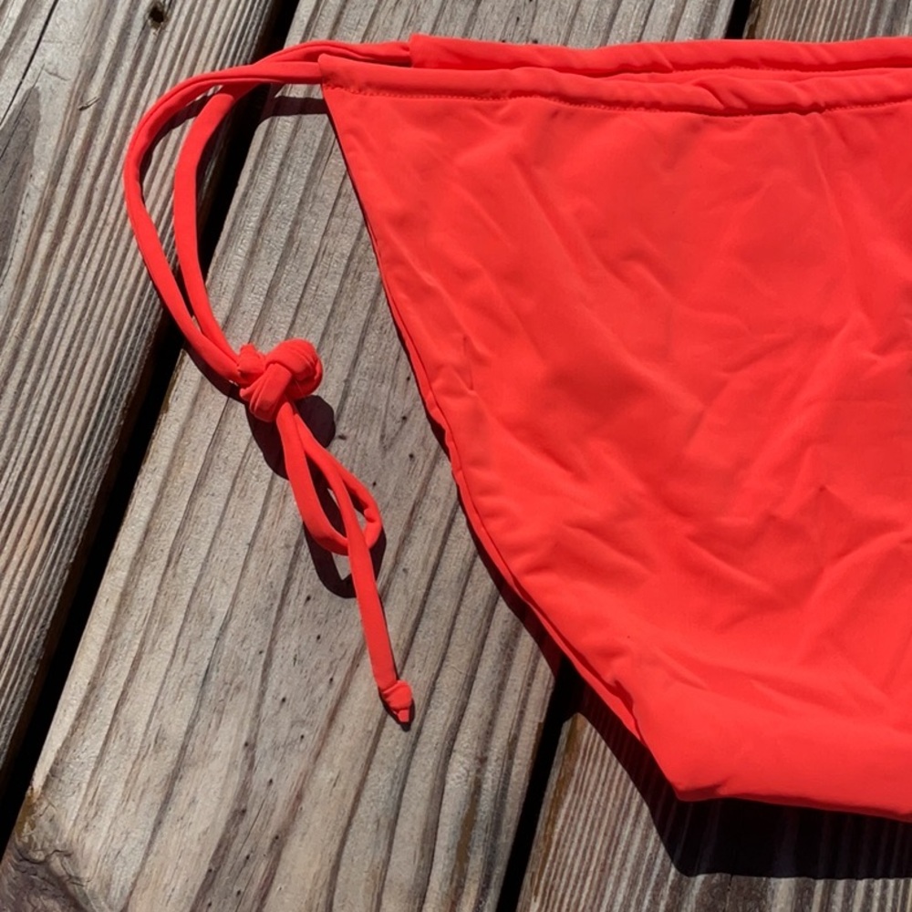 NWT Good American Tiny Ties Bikini Bottoms In Hot Coral Size 3/ L - Picture 5 of 12